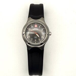 Vintage  2001 Swiss Military Men’s The Genuine100M Diver Swiss Made Silver Black